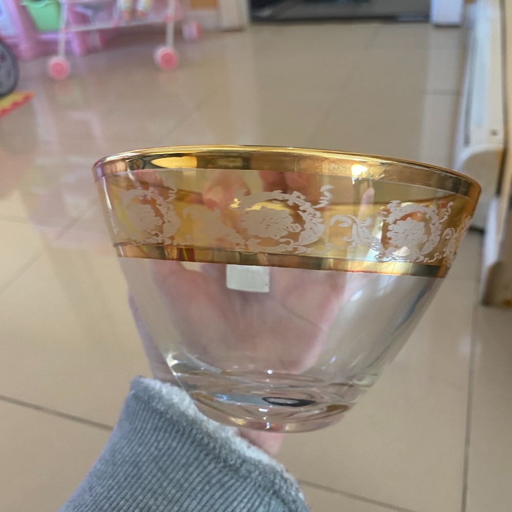 3 gold cristelle serving bowls